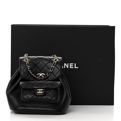 Chanel Lambskin Quilted Small Duma Drawstring Backpack Black 3 of 10