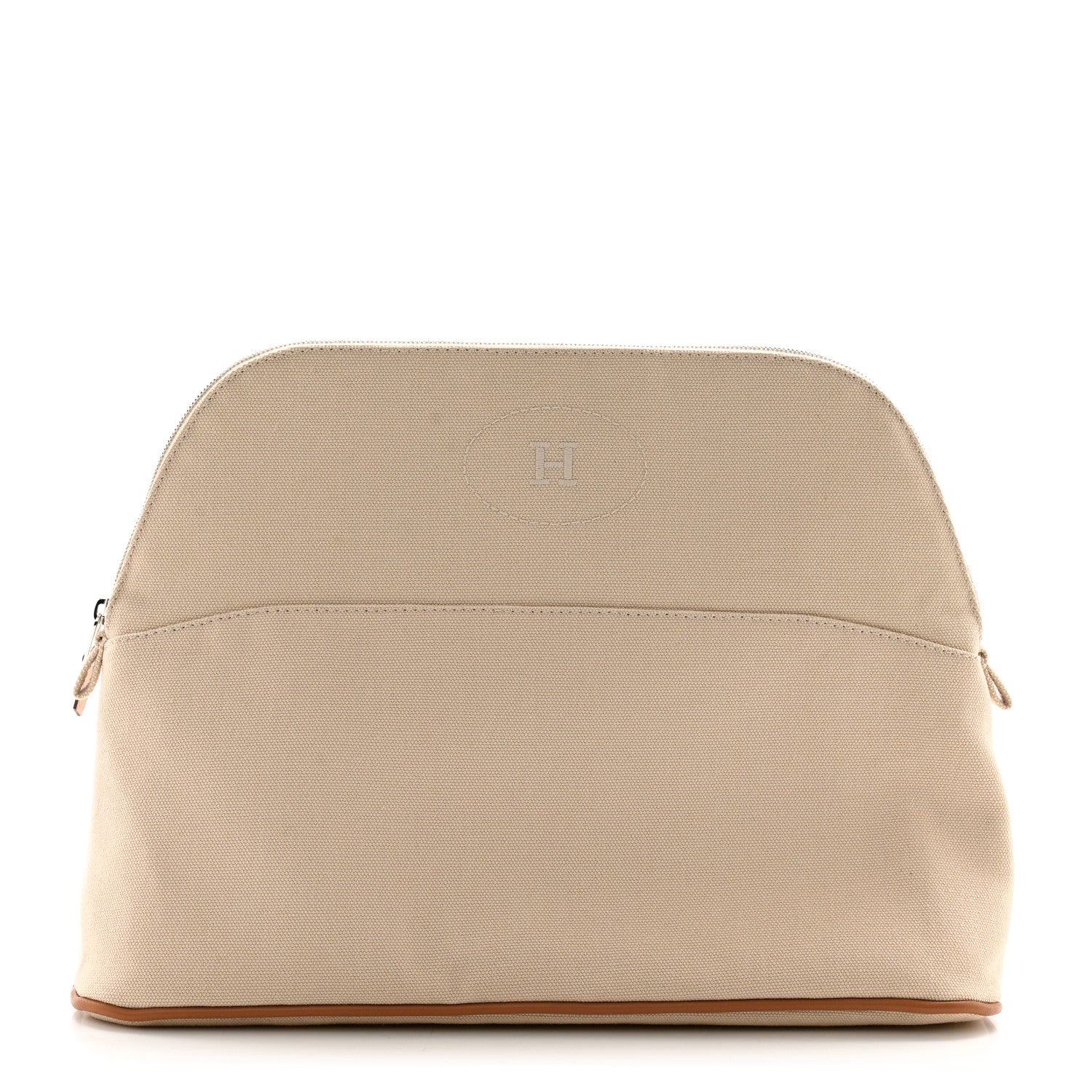 Hermes Cotton Canvas Bolide Travel Cosmetic Pouch Natural 1 of 7