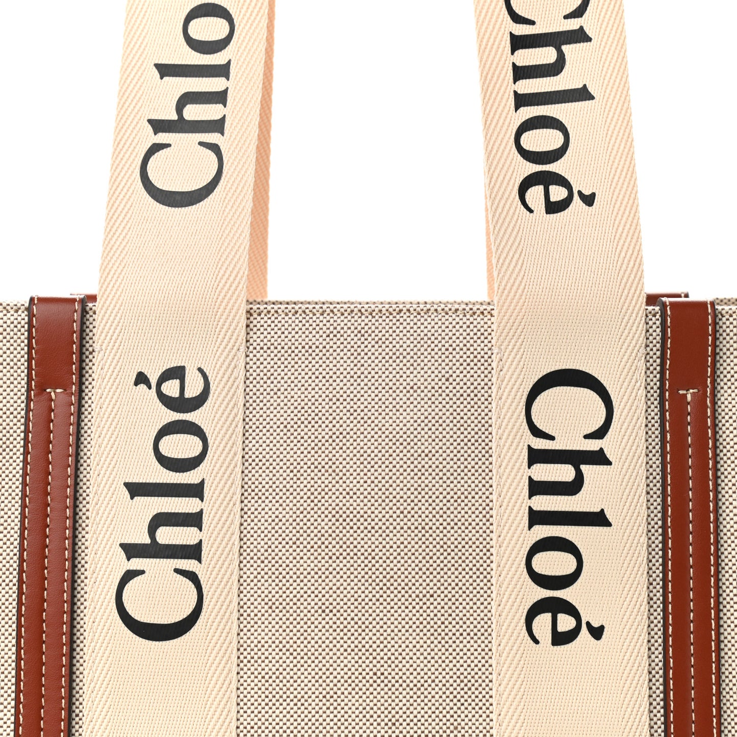 Cotton Calfskin Medium Woody Ribbon Tote White Brown