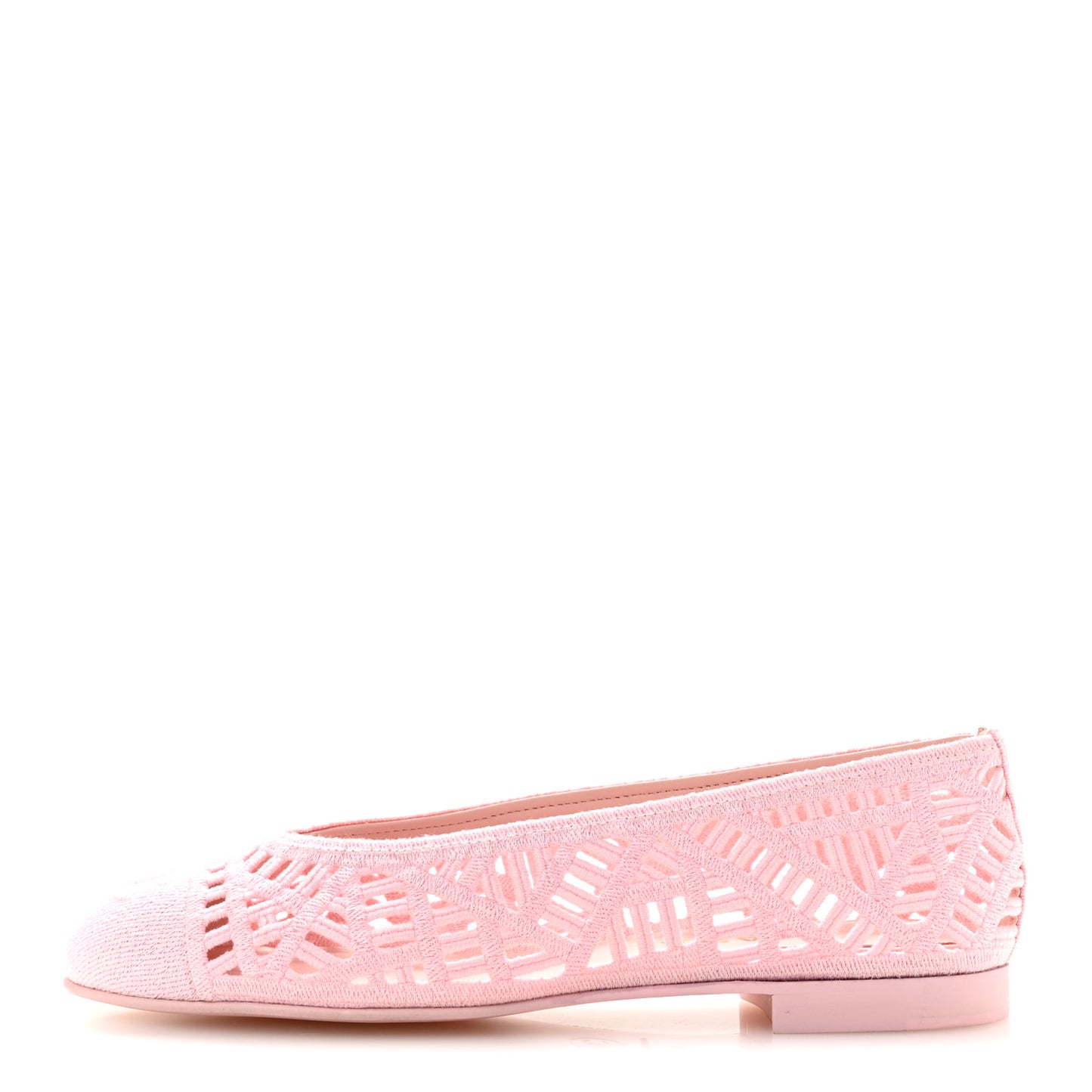 Cotton Embroidered Cap Toe Ballet Flats 38 Light Pink