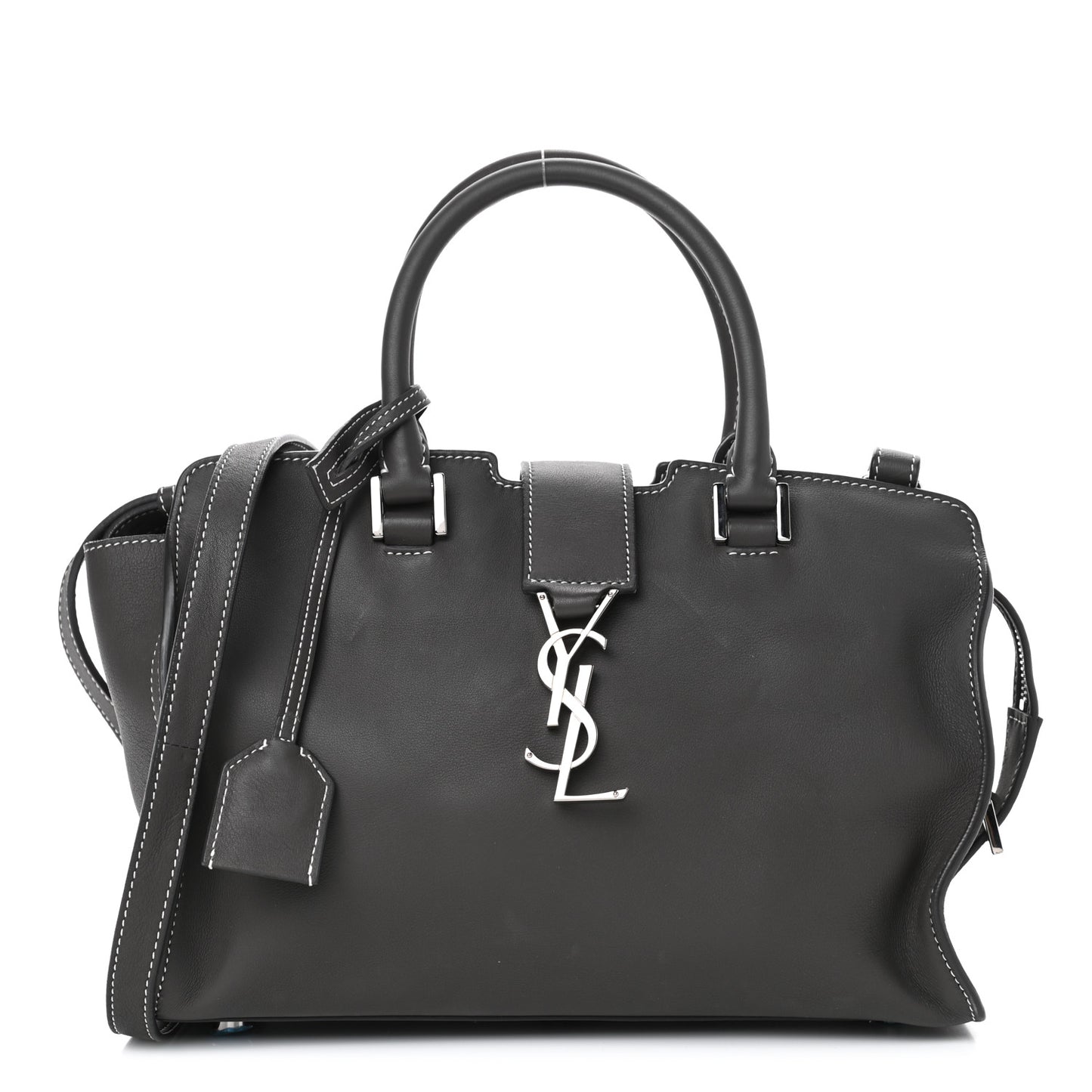 Calfskin Top Stitch Baby Cabas Monogram Grey