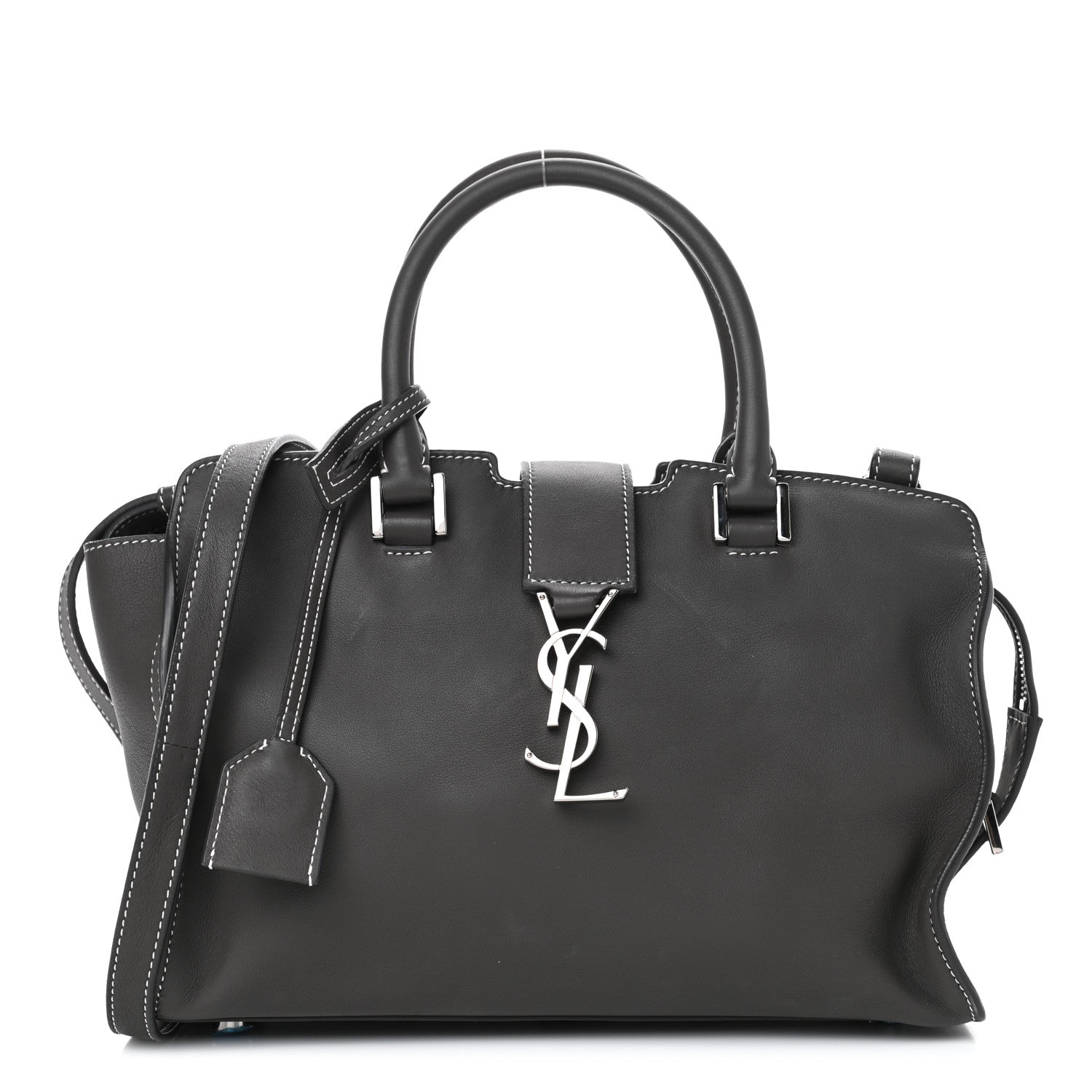 Saint Laurent Calfskin Top Stitch Baby Cabas Monogram Grey 1 of 4