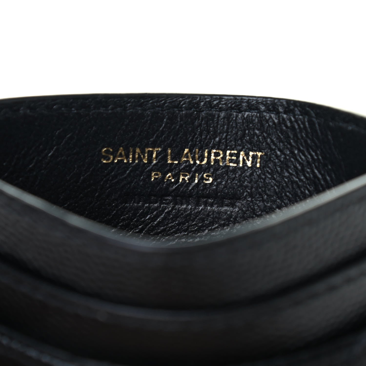 Saint Laurent Grain De Poudre Matelasse Chevron Monogram Credit Card Case Black 5 of 8