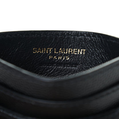 Saint Laurent Grain De Poudre Matelasse Chevron Monogram Credit Card Case Black 5 of 8