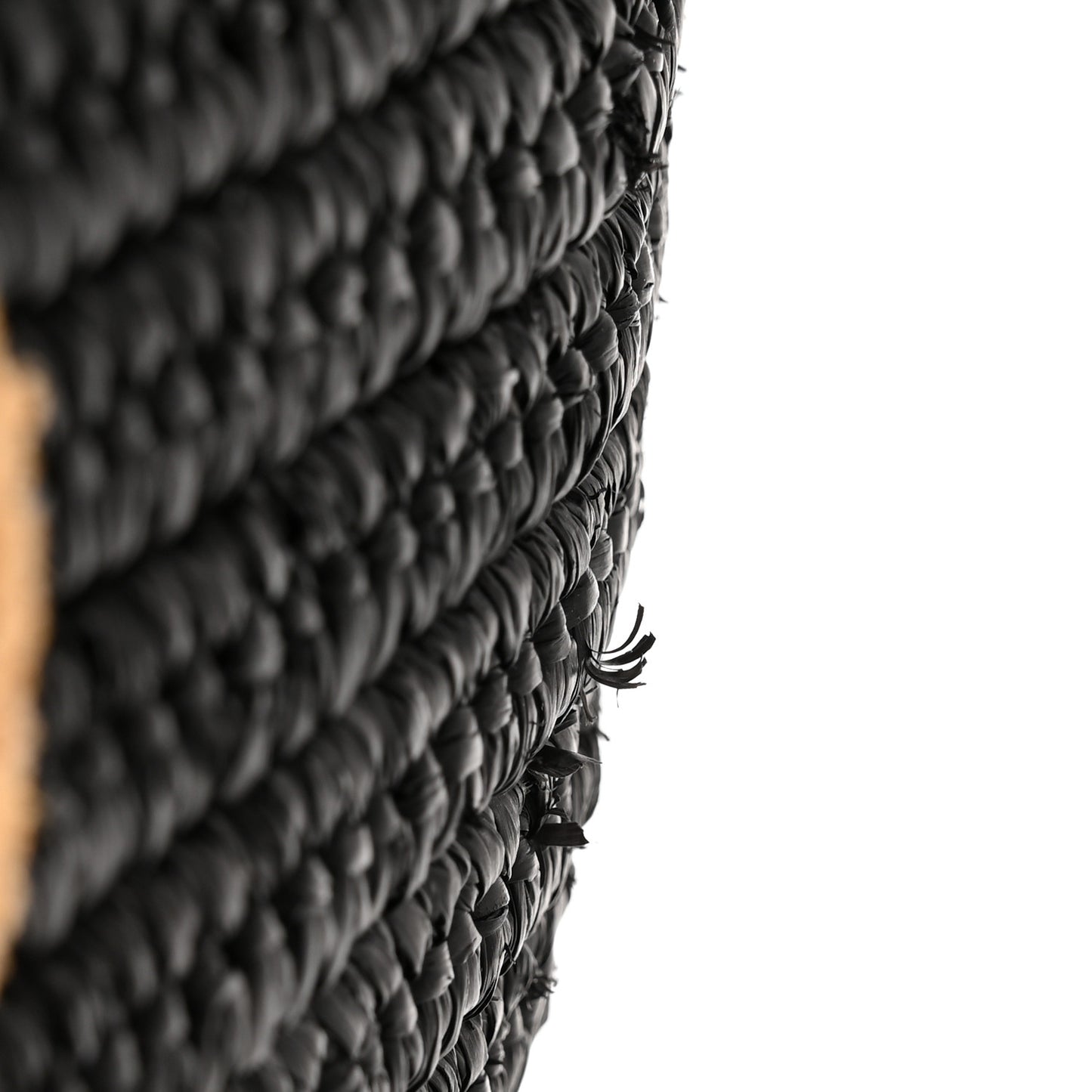 Raffia Medium Elephant Basket Tote Bag Black