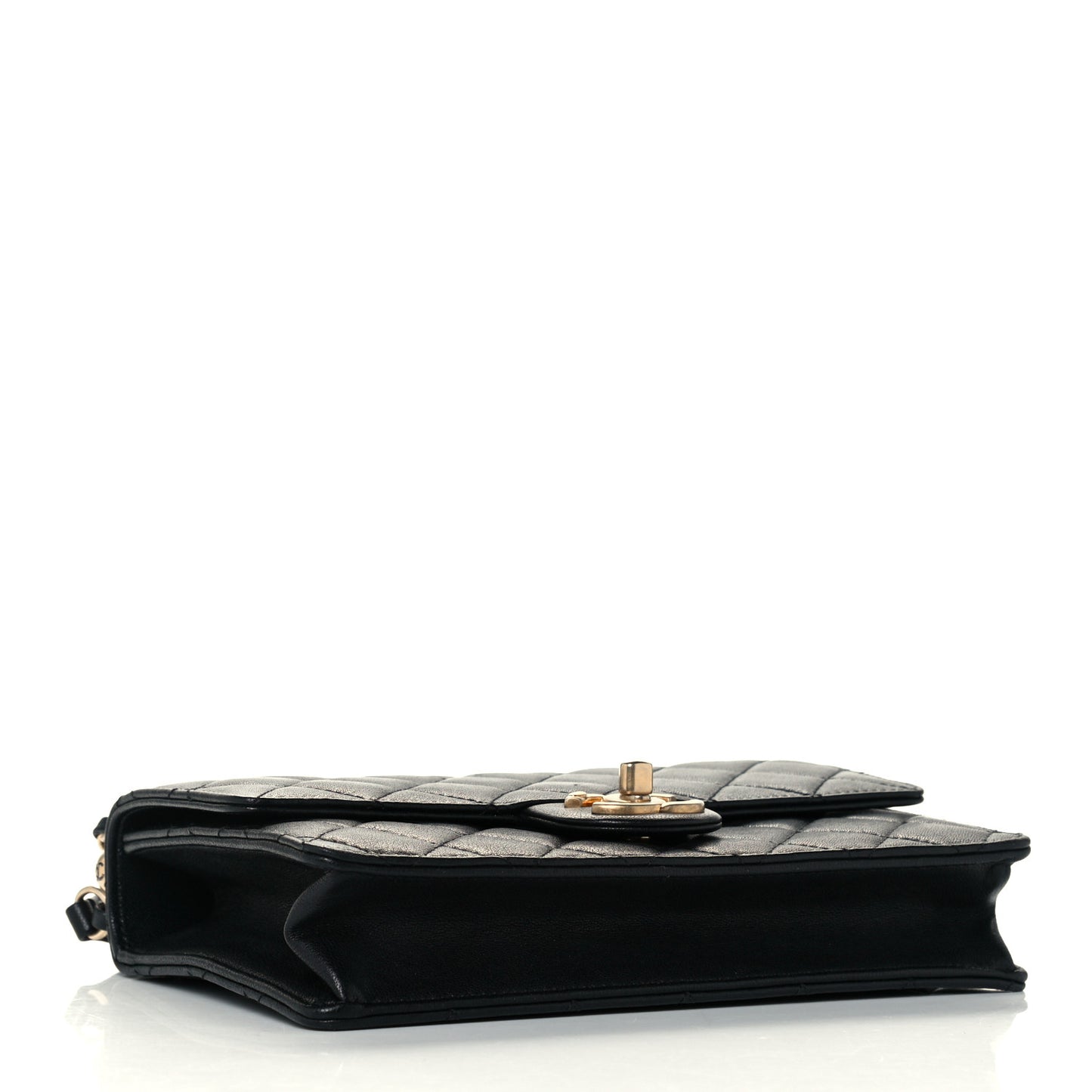 Lambskin Quilted Small Chic Pearls Flap Black