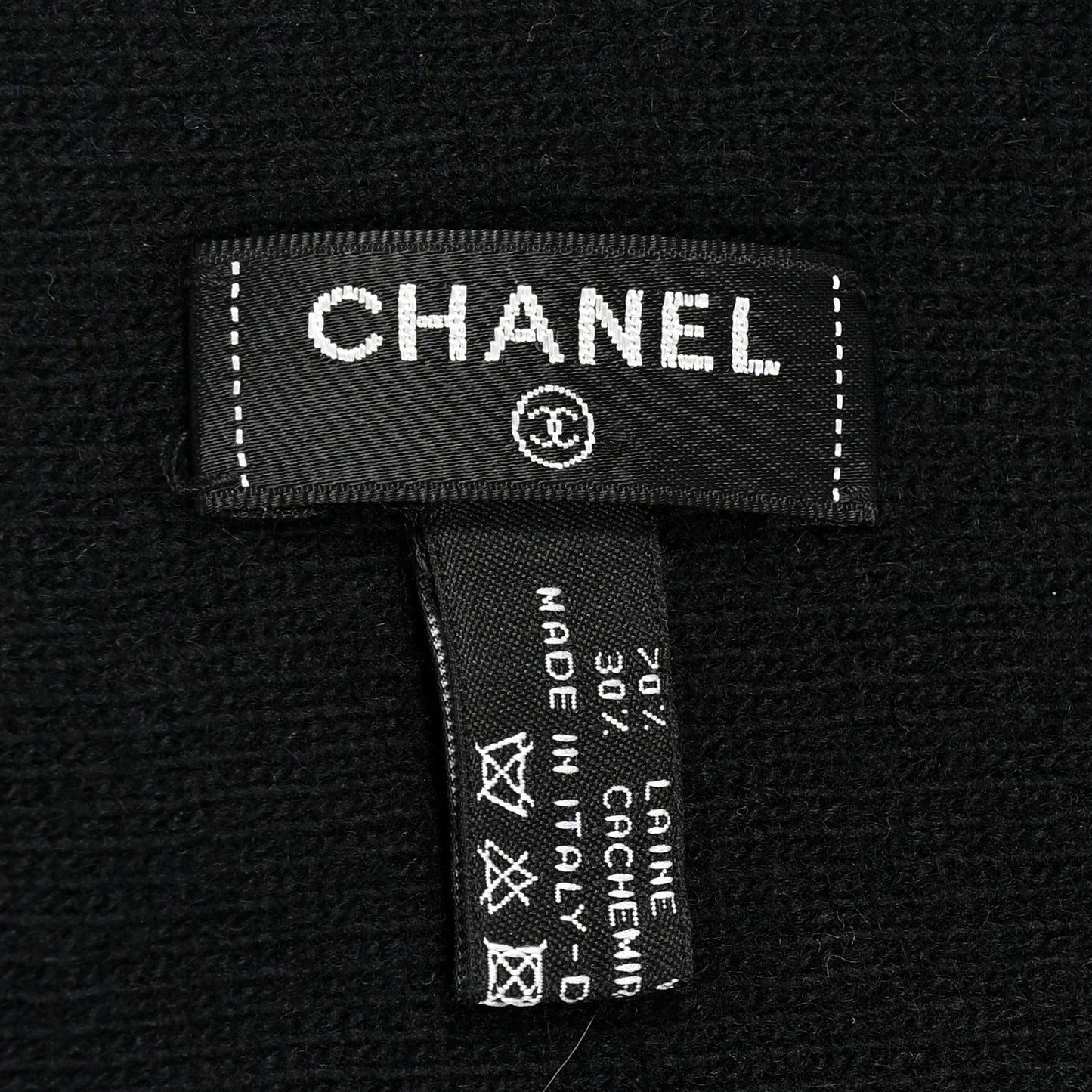 Cashmere Wool Logo Scarf Black Blue