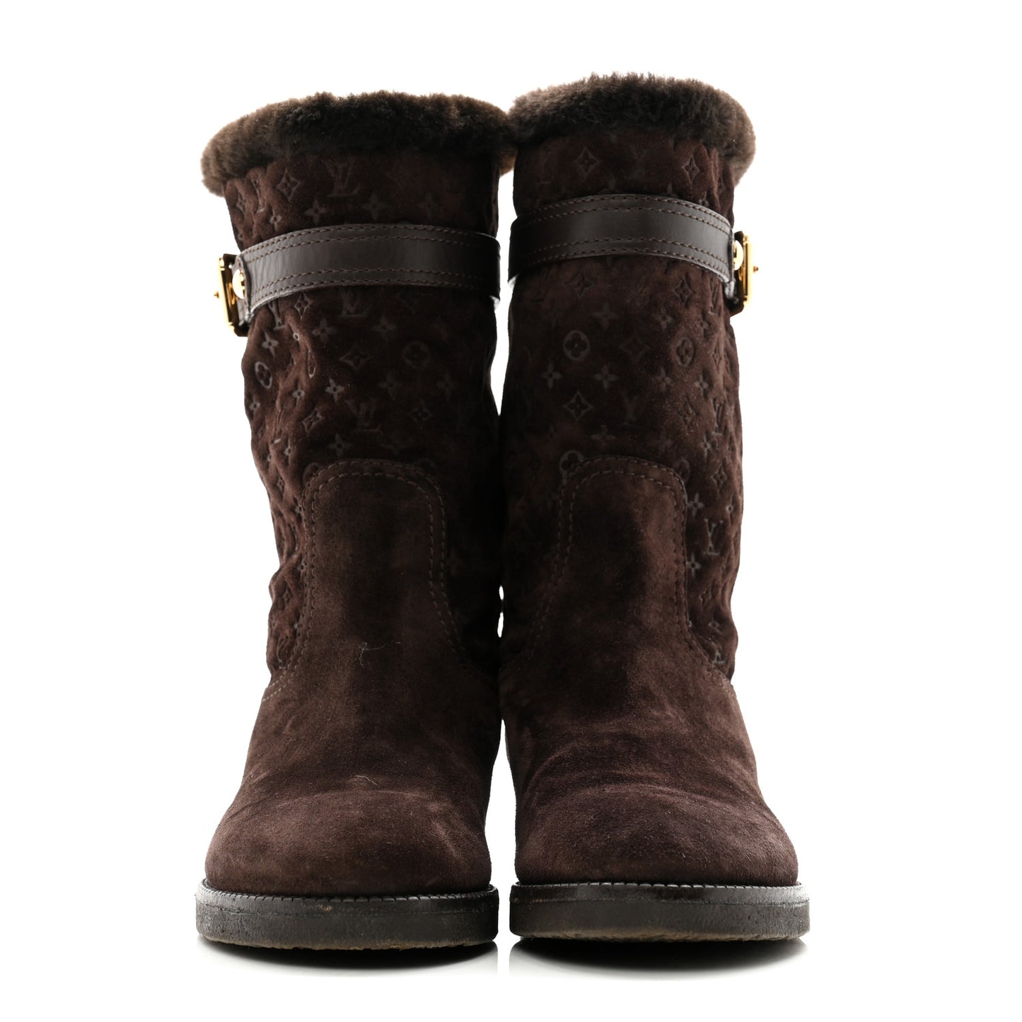 Suede Fur Wintry Boots 37 Brown