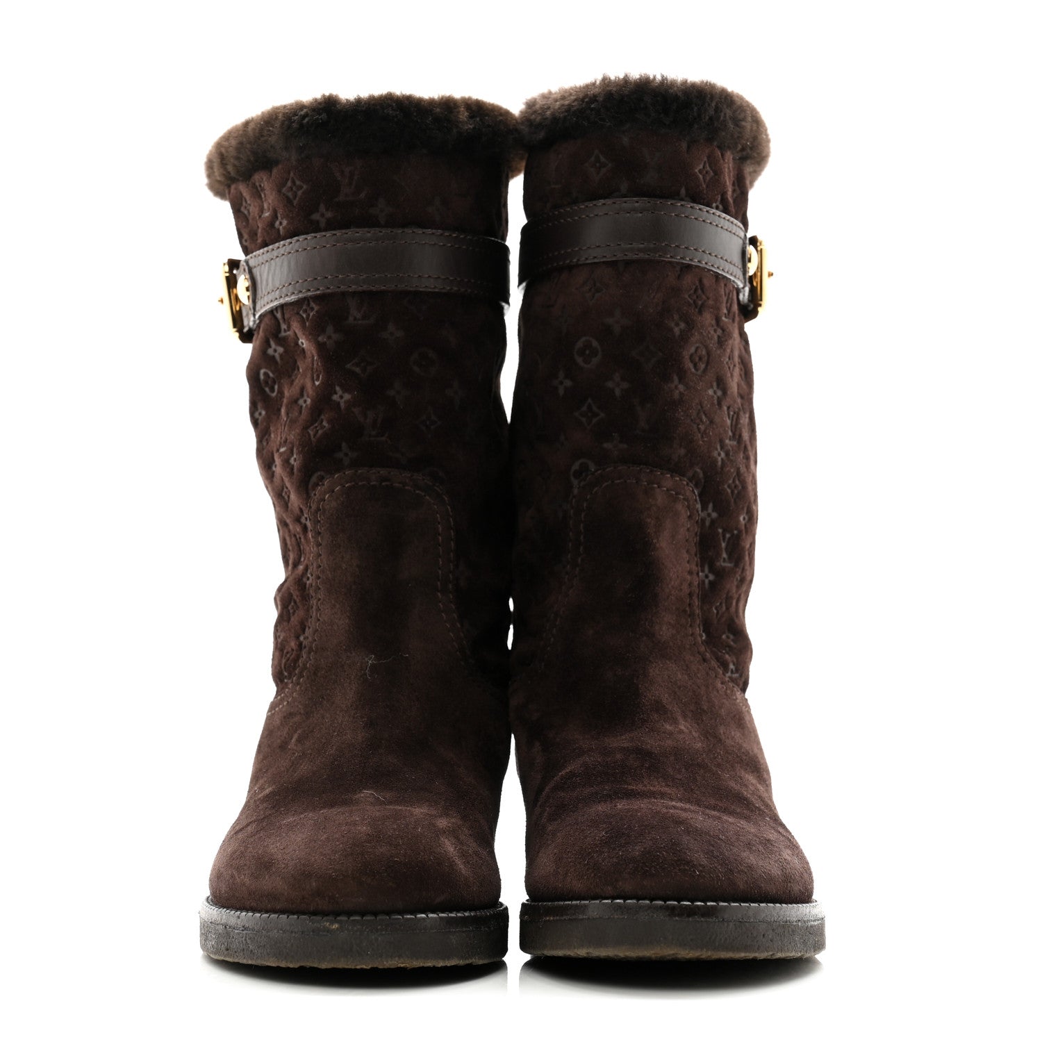 Louis Vuitton Suede Fur Wintry Boots 37 Brown 2 of 9