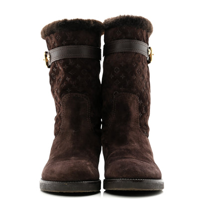 Louis Vuitton Suede Fur Wintry Boots 37 Brown 2 of 9