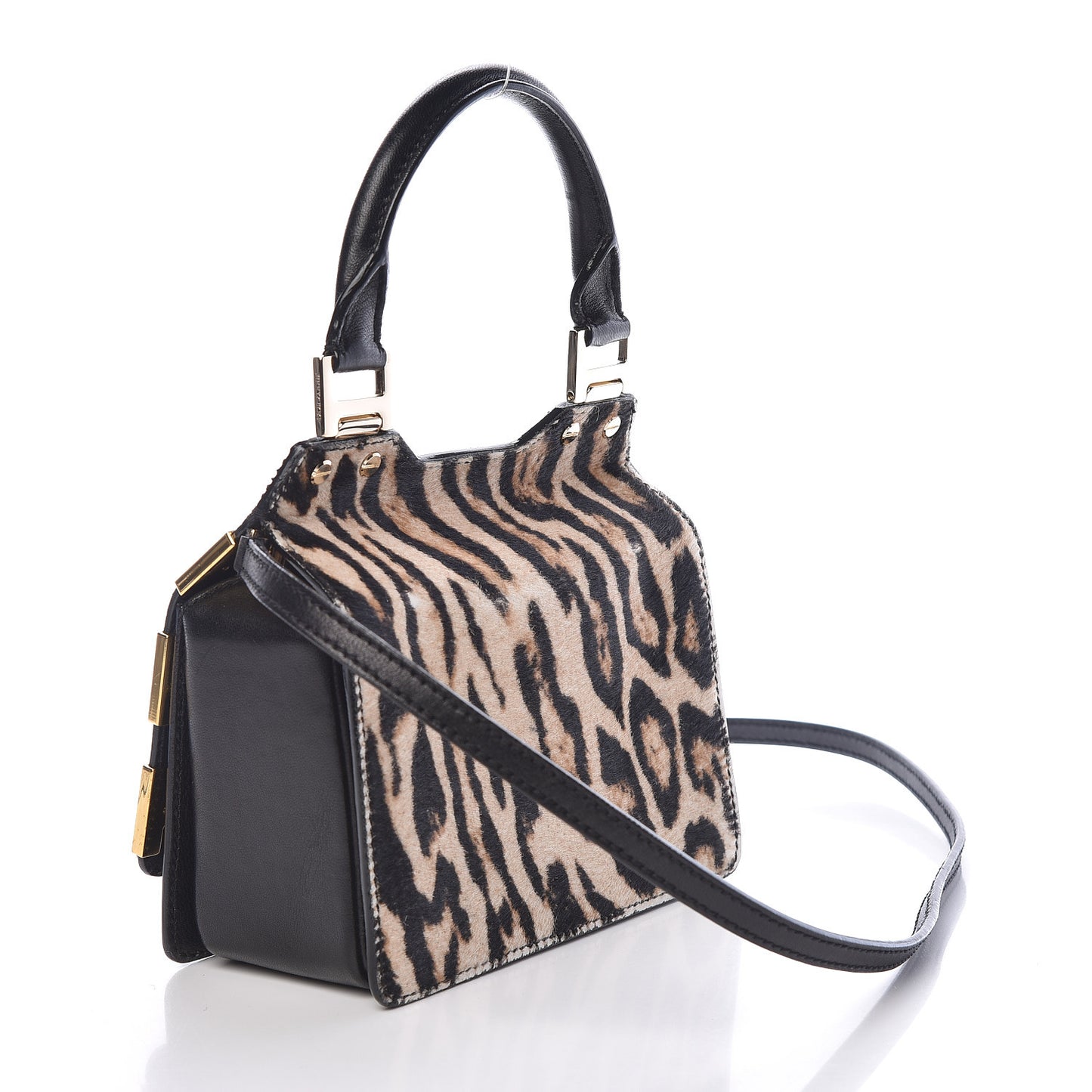 Calf Hair Leopard Print Amie Top Handle Bag