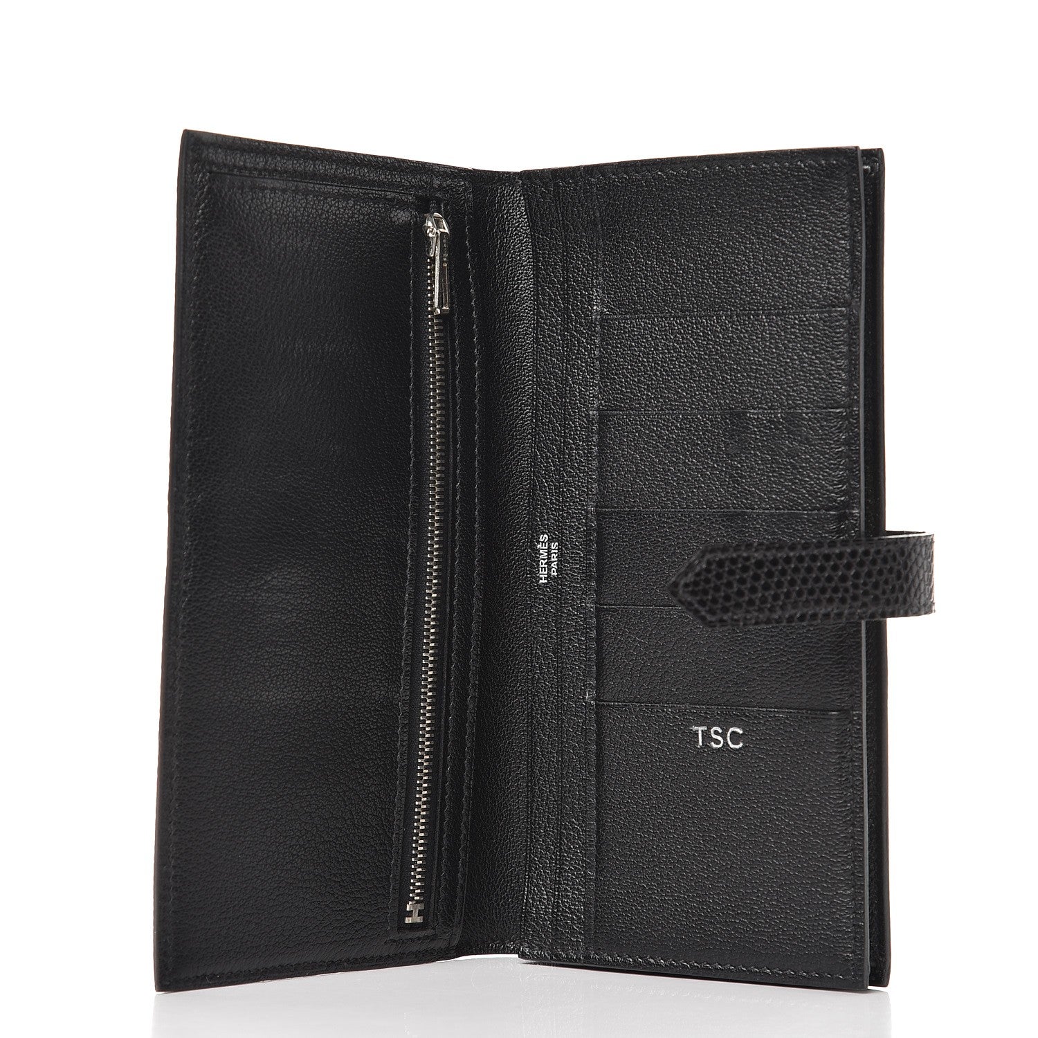 Hermes Lizard Bearn Gusset Wallet Black 5 of 9