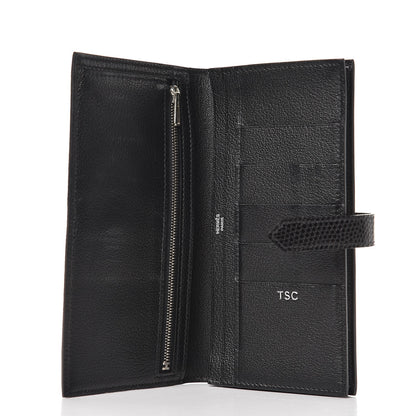 Hermes Lizard Bearn Gusset Wallet Black 5 of 9