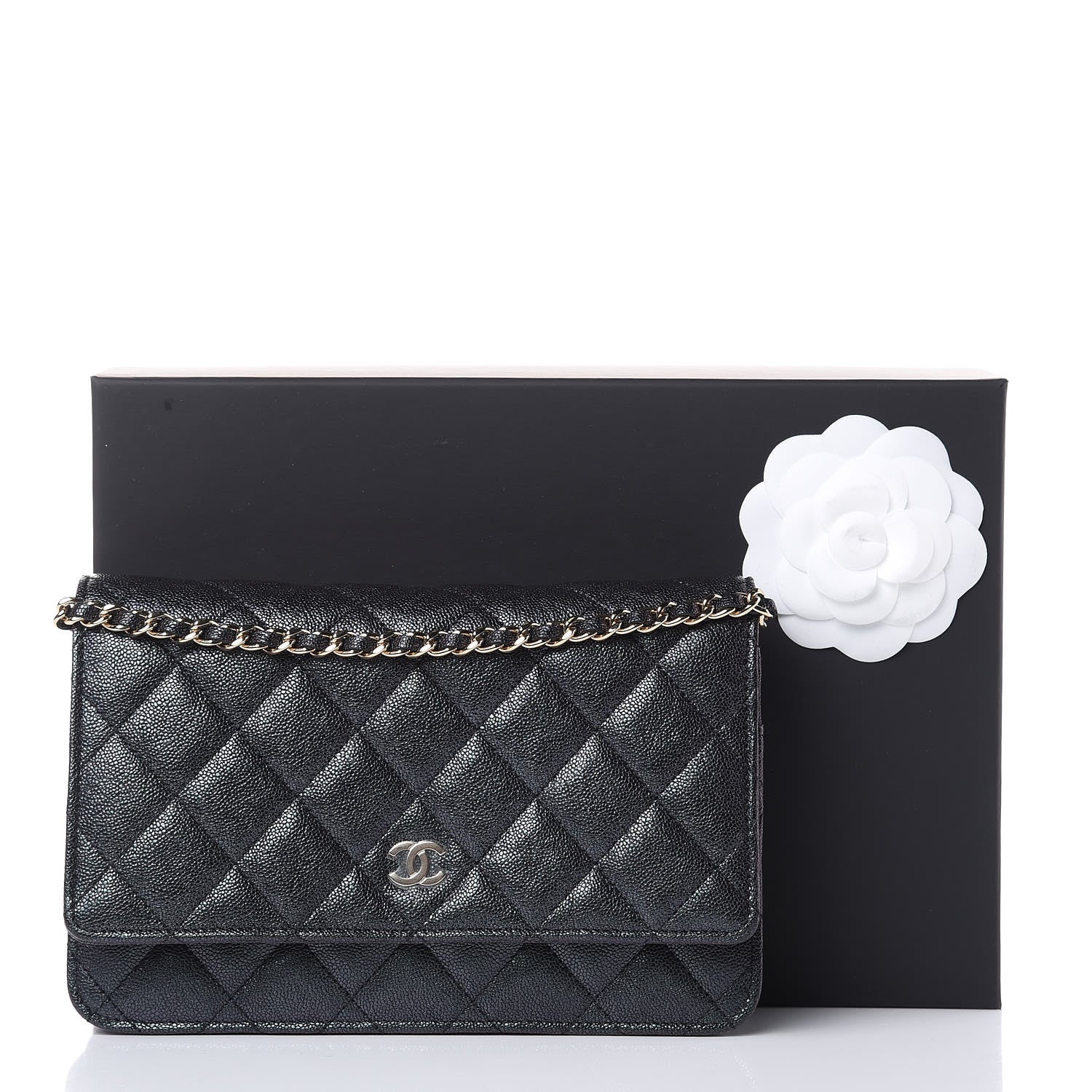 Chanel Iridescent Caviar Quilted Wallet On Chain WOC Black 12 of 12