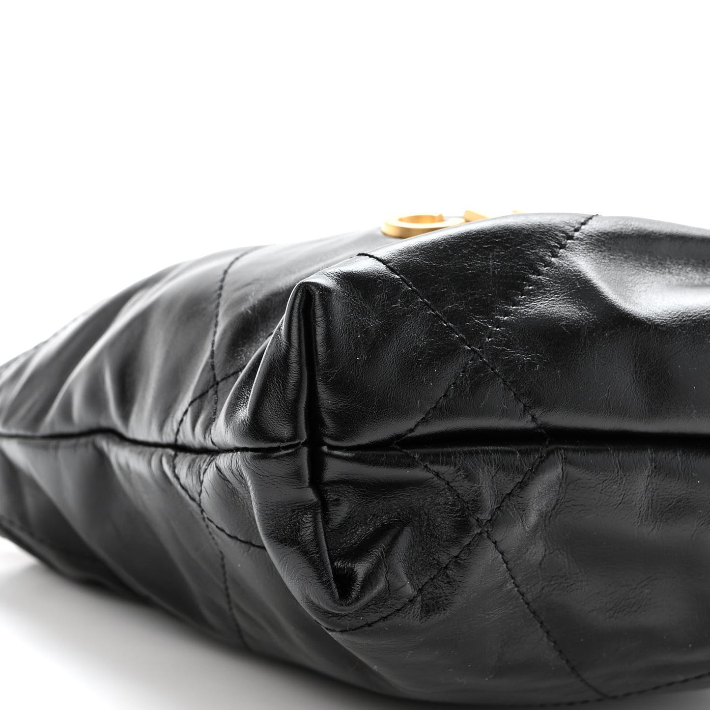Shiny Calfskin Quilted Mini Chanel 22 Black