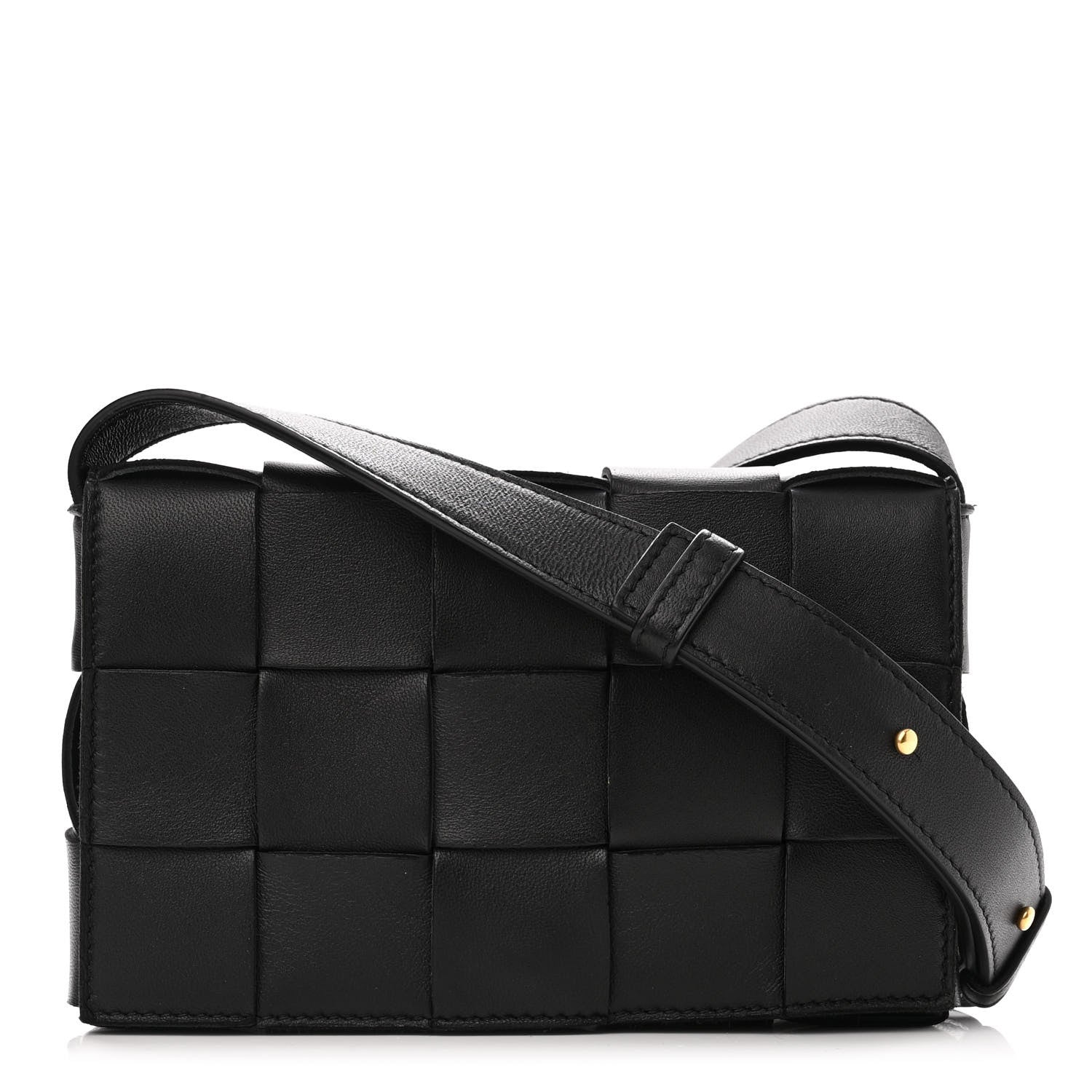 Bottega Veneta Lambskin Maxi Intrecciato Cassette Crossbody Bag Black 1 of 12