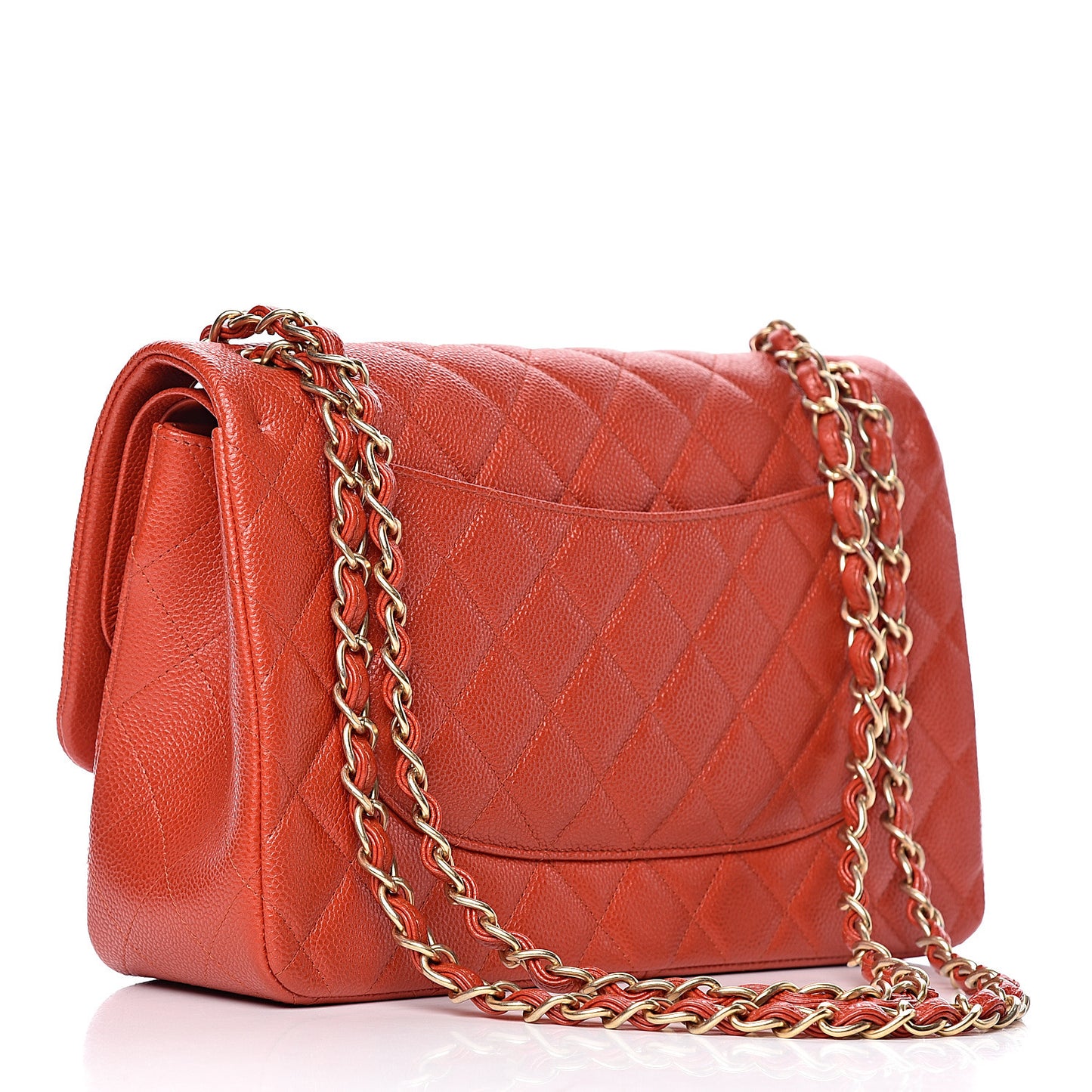 Pearly Caviar Quilted Jumbo Double Flap Orange