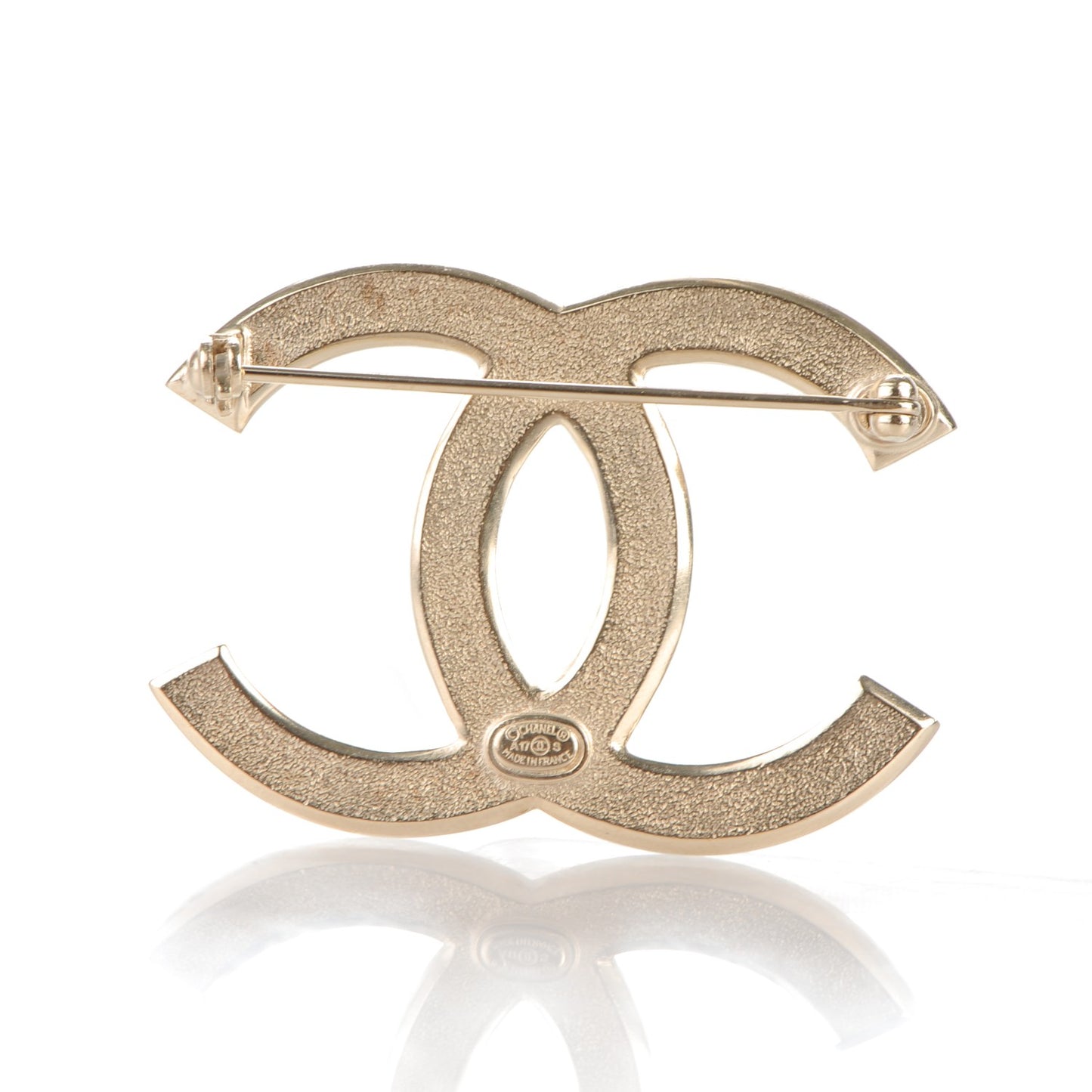 Crystal Large CC Brooch Gold