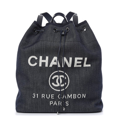Chanel Canvas Large Deauville Backpack Denim Blue 1 of 10