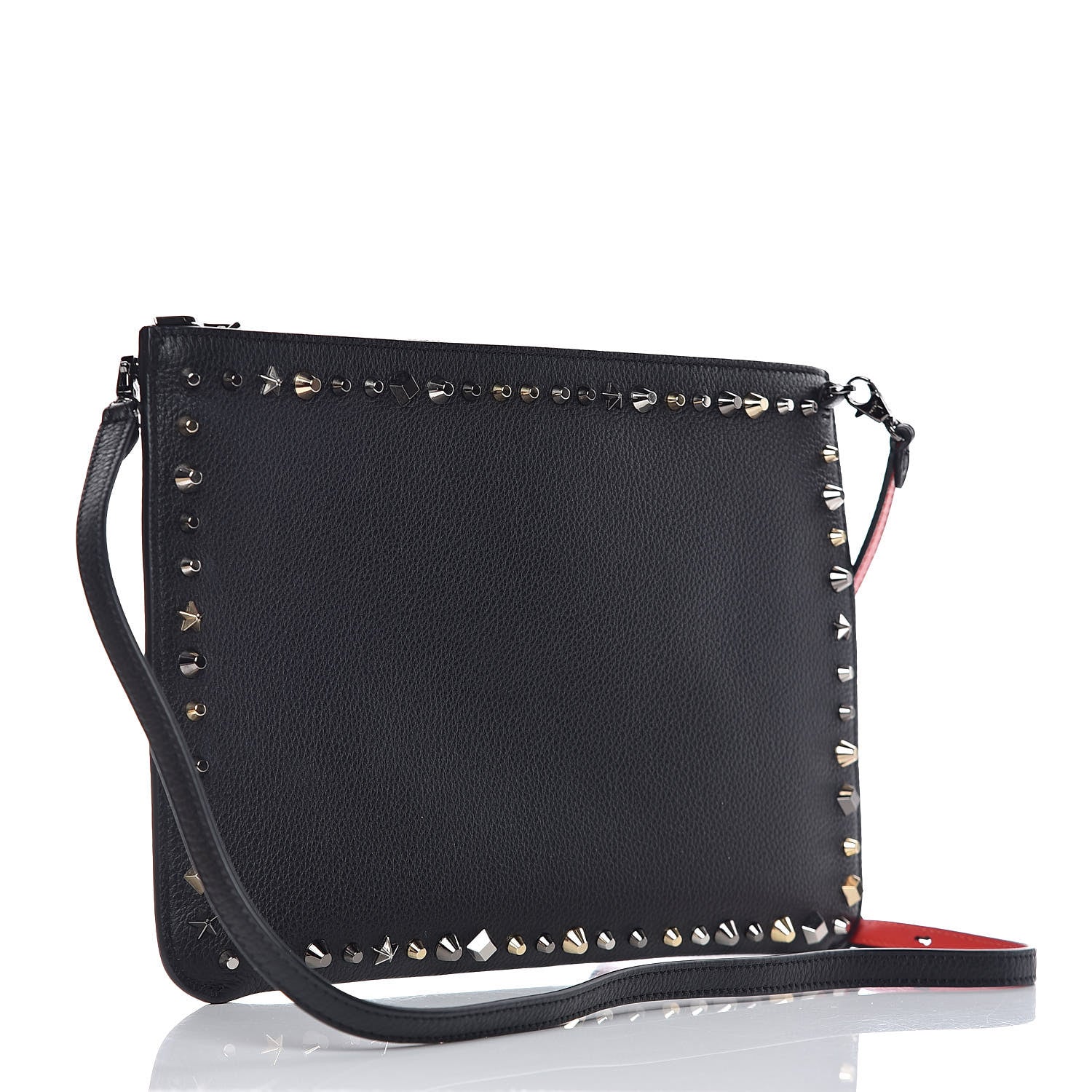 Christian Louboutin Calfskin Empire Trashmix Spike Loubiclutch Clutch Black 3 of 11