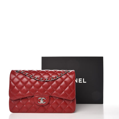 Chanel Caviar Quilted Jumbo Double Flap Red 9 of 9