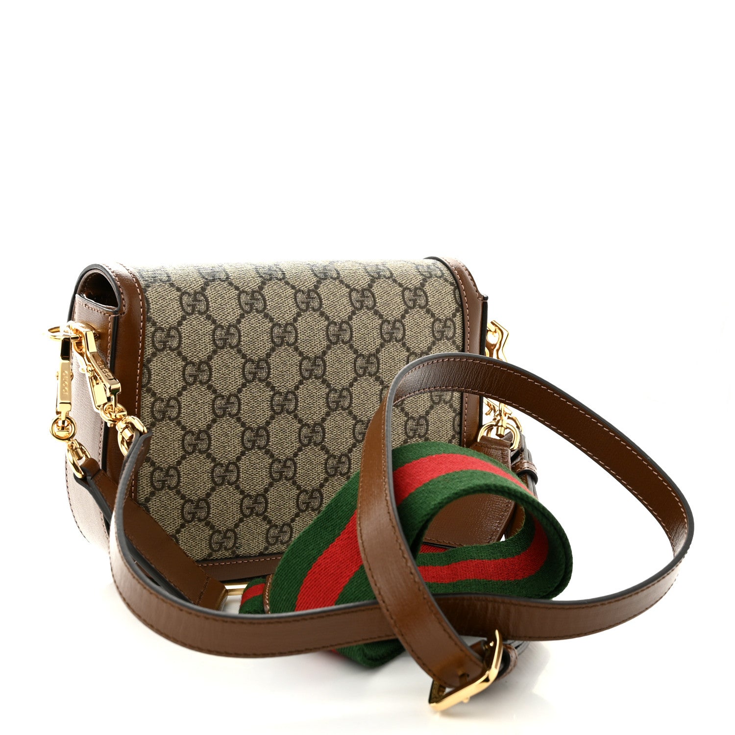 Gucci GG Supreme Monogram Web Mini Horsebit 1955 Shoulder Bag Beige Brown Sugar 3 of 11