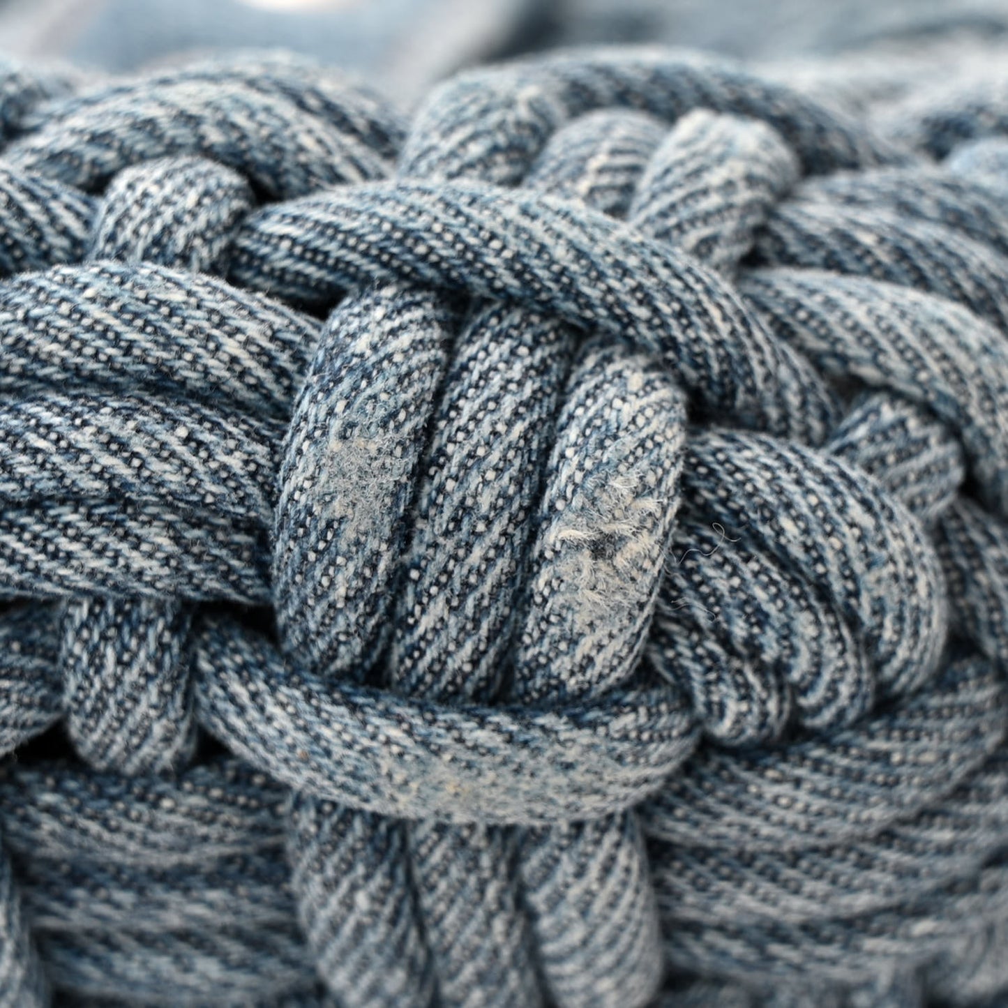 Washed Frayed Denim Braided XS Bistro Basket Blue