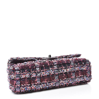 Chanel Tweed Quilted Medium Double Flap Dark Purple 4 of 9