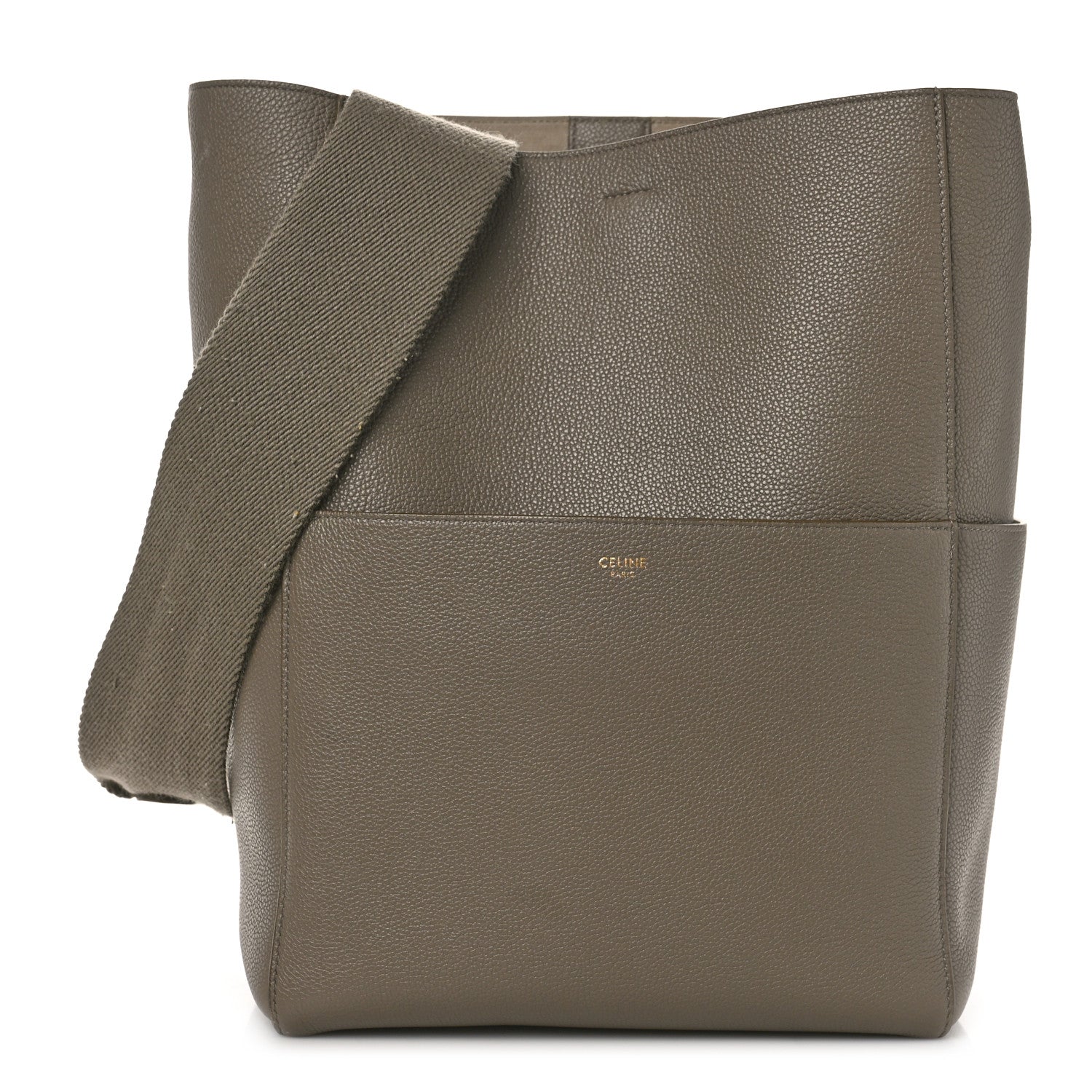 Celine Soft Grained Calfskin Sangle Bucket Bag Taupe 1 of 11