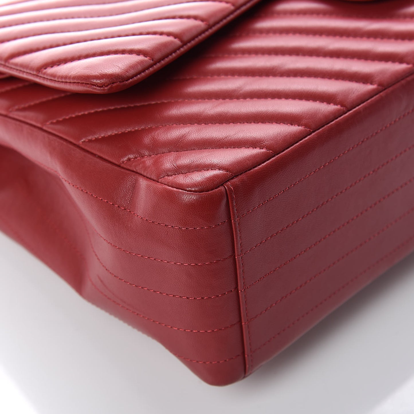 Lambskin Chevron Quilted Maxi Double Flap Red