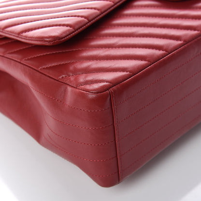 Chanel Lambskin Chevron Quilted Maxi Double Flap Red 19 of 26
