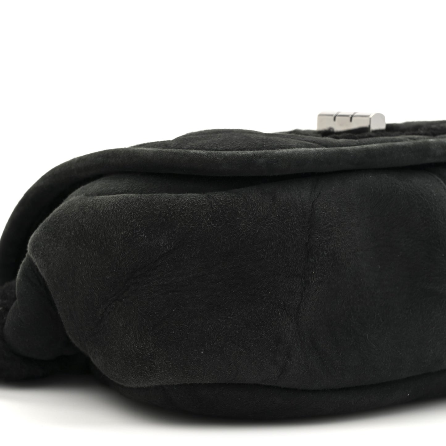 Suede Shearling Quilted Mademoiselle Flap Black