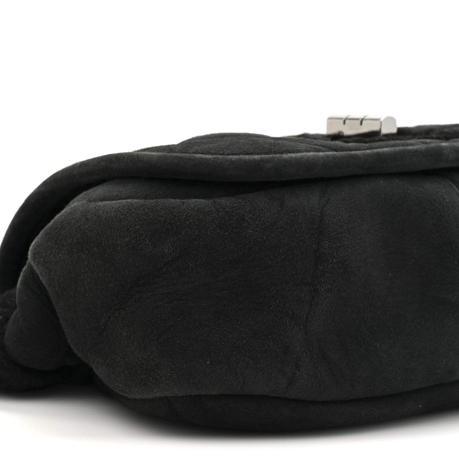 Chanel Suede Shearling Quilted Mademoiselle Flap Black 10 of 10