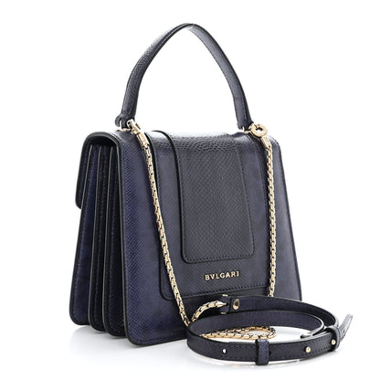 Bulgari Karung Serpenti Forever Top Handle Navy Blue 4 of 11
