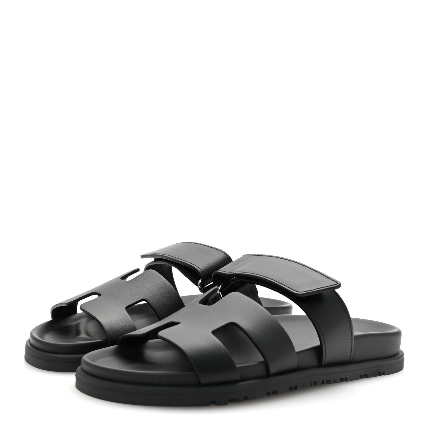 Hermes Calfskin Womens Chypre Sandals 37 Black 4 of 10