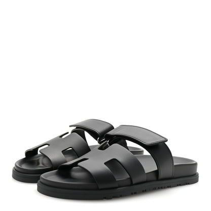 Hermes Calfskin Womens Chypre Sandals 37 Black 4 of 10