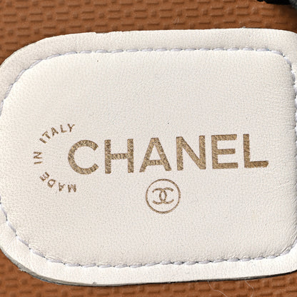 Chanel Fabric Lambskin CC Sandals 38 White 6 of 8