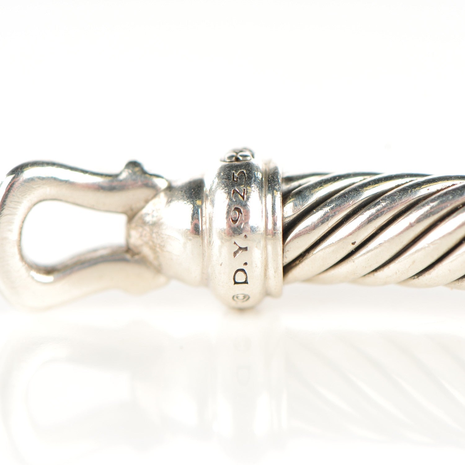 David Yurman Sterling Silver Diamond 5mm Cable Buckle Bracelet 4 of 5