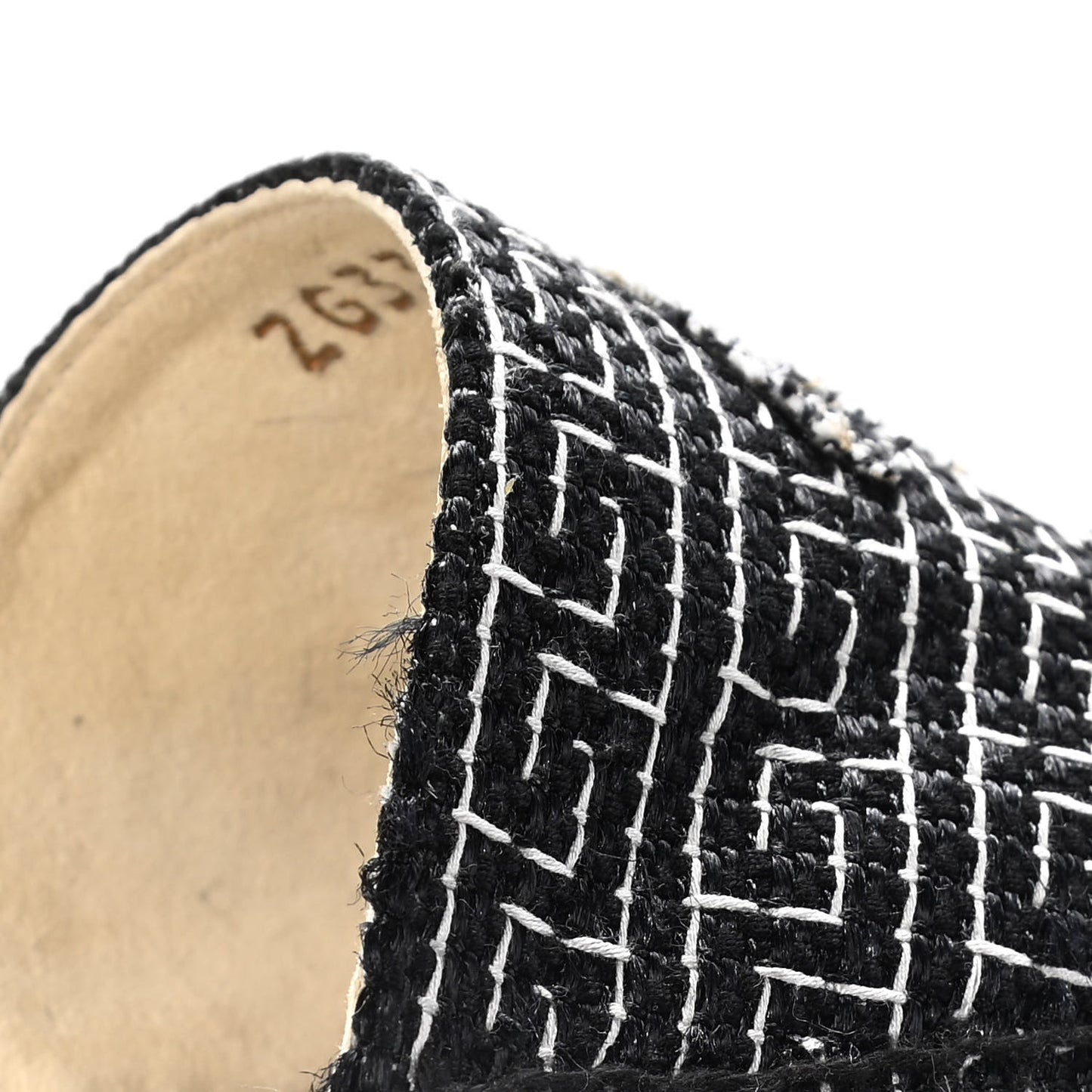 Tweed CC Slip On Espadrilles 37 Black Silver