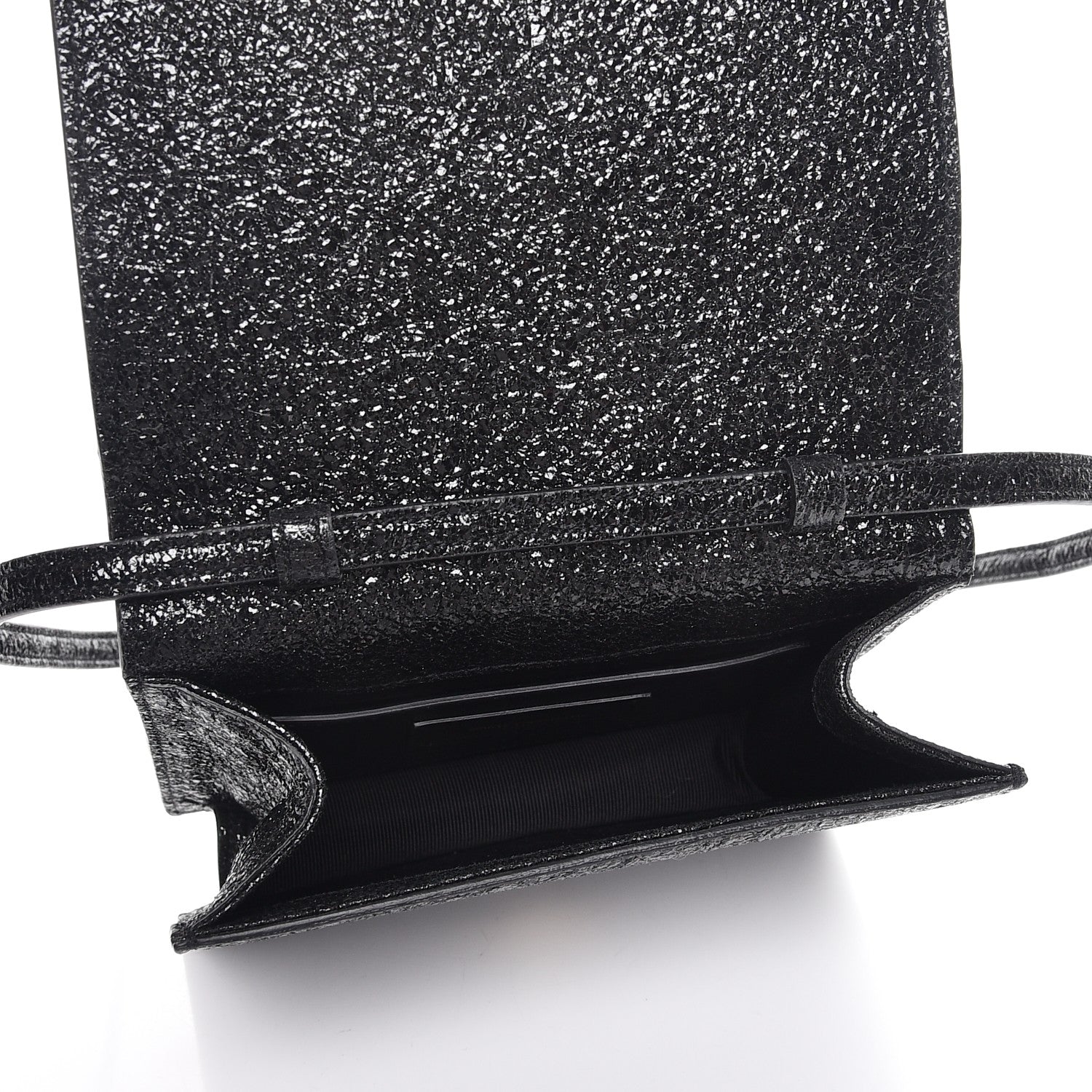 Saint Laurent Metallic Crackled Calfskin Shoulder Bag Black 5 of 7