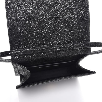 Saint Laurent Metallic Crackled Calfskin Shoulder Bag Black 5 of 7
