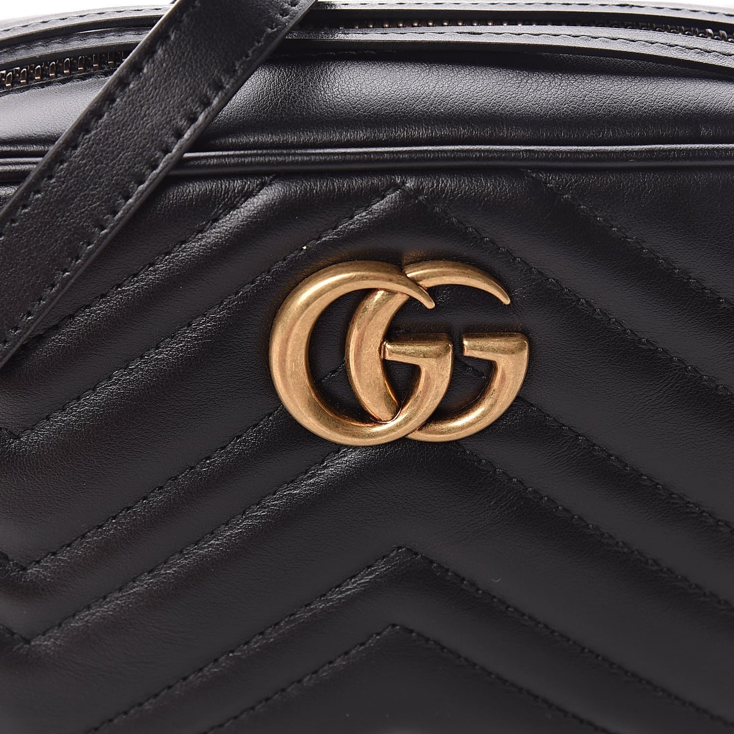 Calfskin Matelasse Mini GG Marmont Chain Shoulder Bag Black