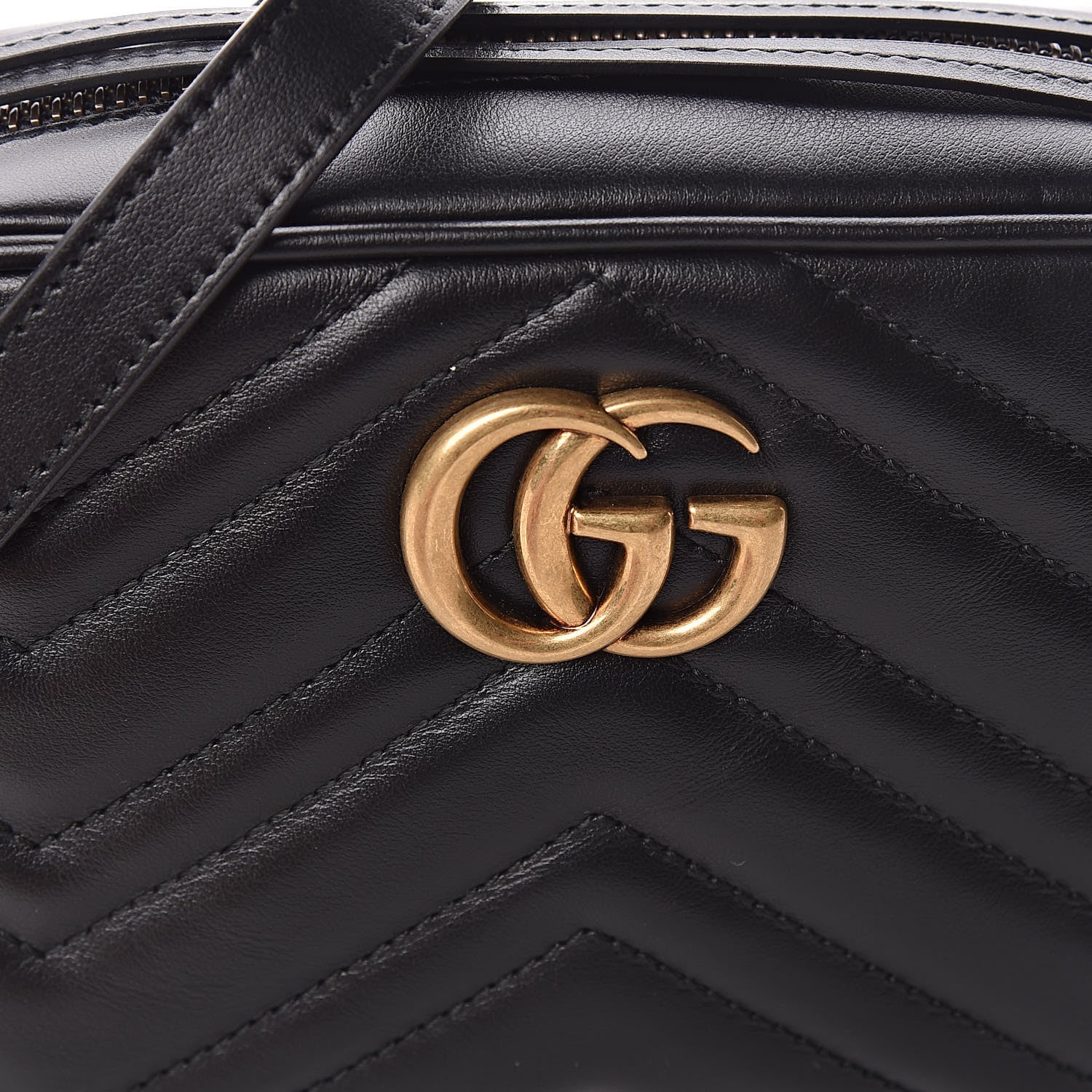 Gucci Calfskin Matelasse Mini GG Marmont Chain Shoulder Bag Black 8 of 11