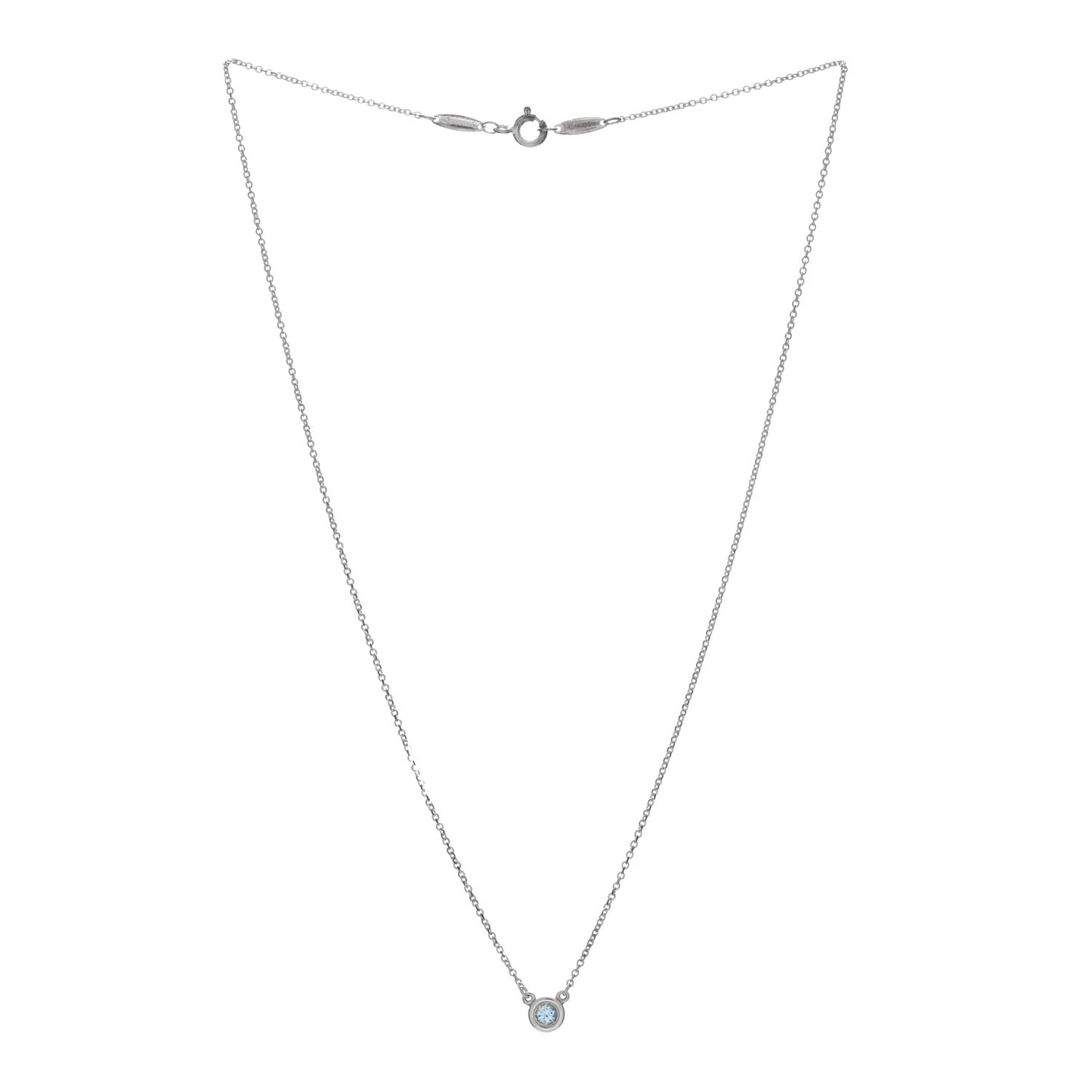 Sterling Silver Aquamarine .13ct Elsa Peretti Color By The Yard Pendant Necklace