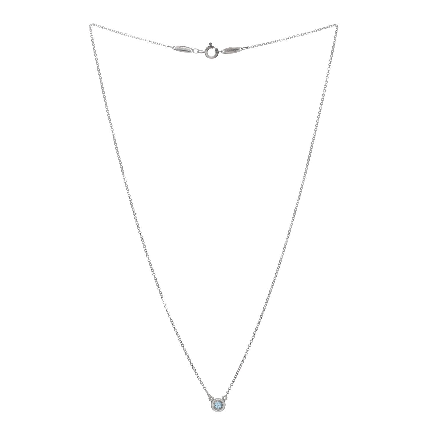Tiffany Sterling Silver Aquamarine .13ct Elsa Peretti Color By The Yard Pendant Necklace 2 of 4