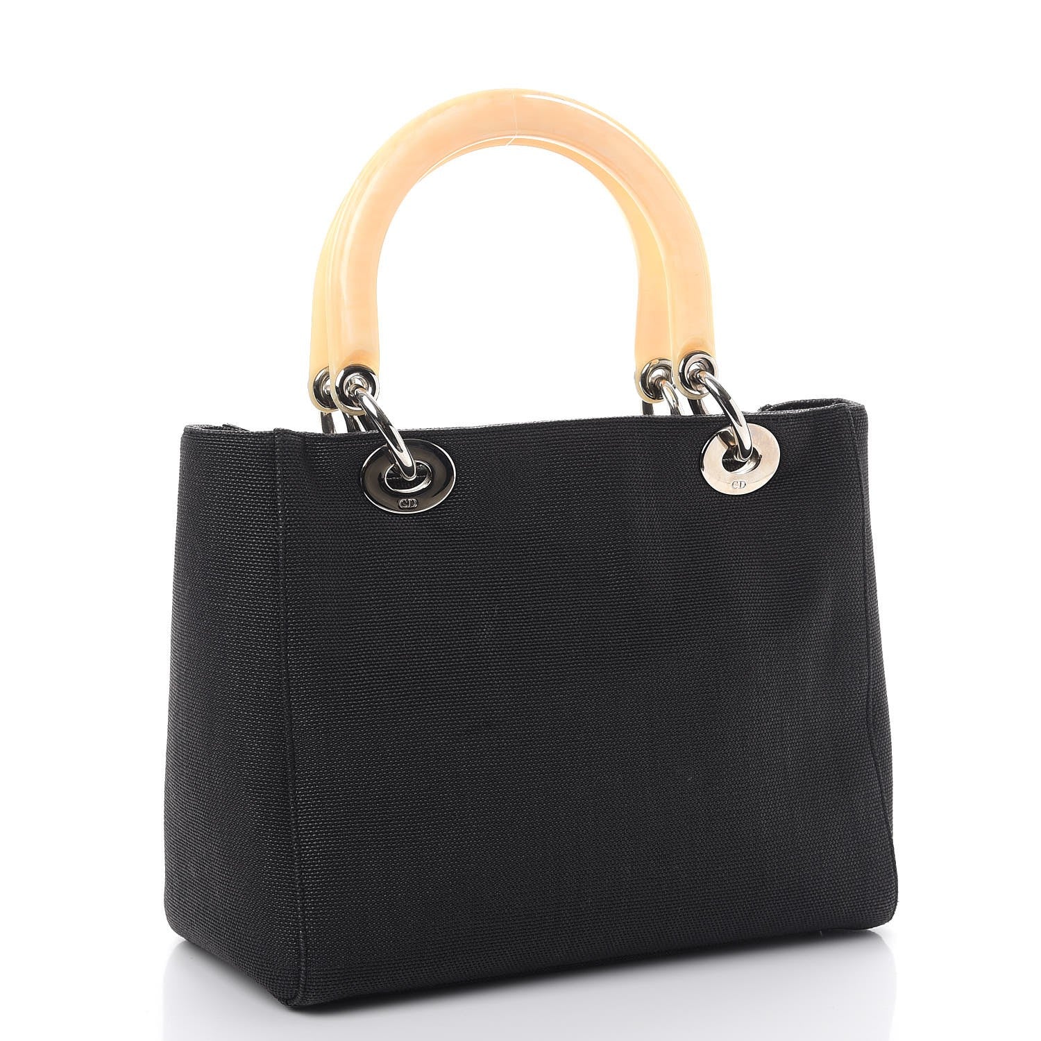 Christian Dior Canvas Medium Lady Dior Tote Bag Black 3 of 9