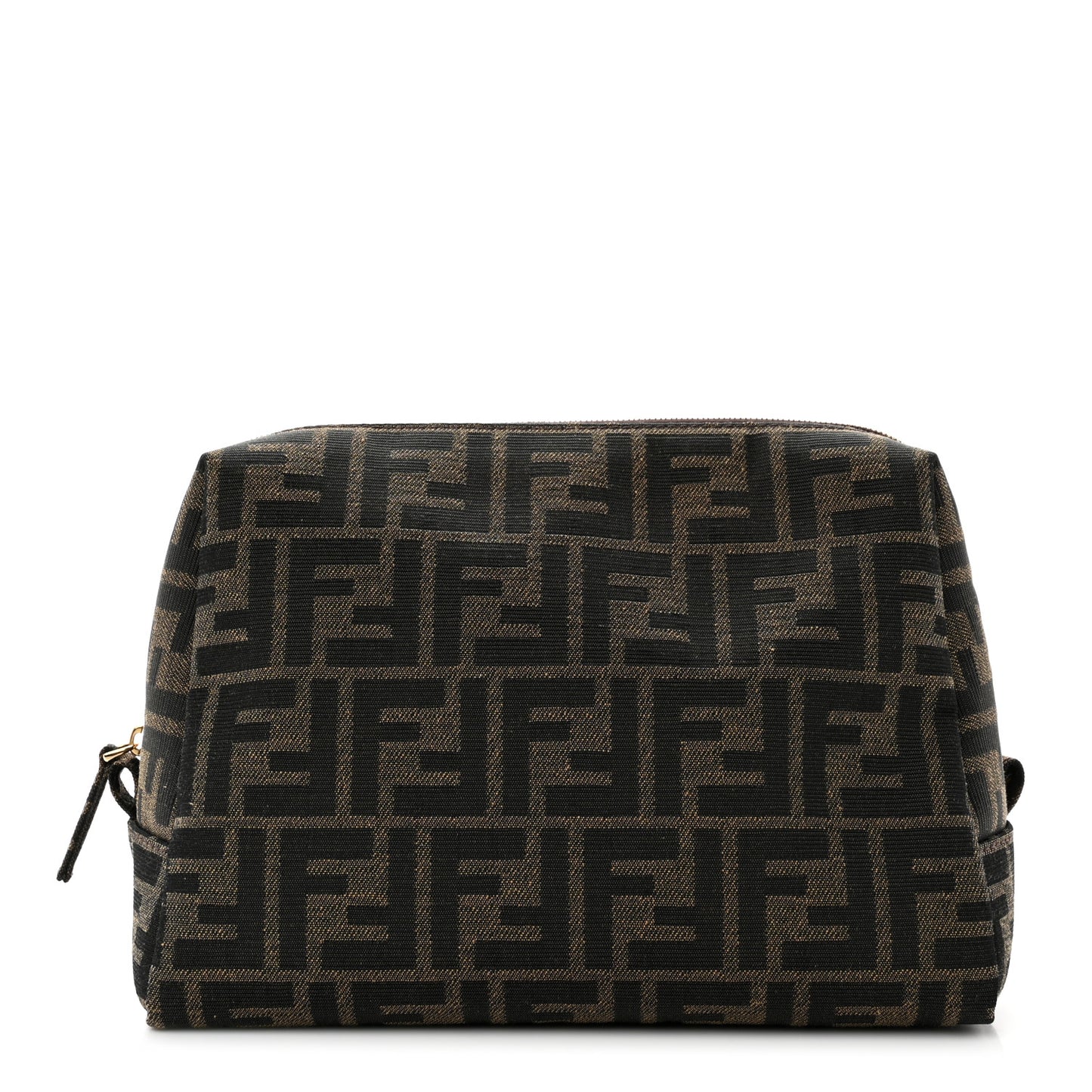 Fabric Jacquard FF 1974 Medium Trapezoid Beauty Pouch Tobacco Moro Black