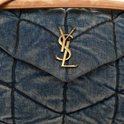 Saint Laurent Denim Quilted Medium Loulou Puffer Monogram Chain Satchel Blue Cinnamon 8 of 10