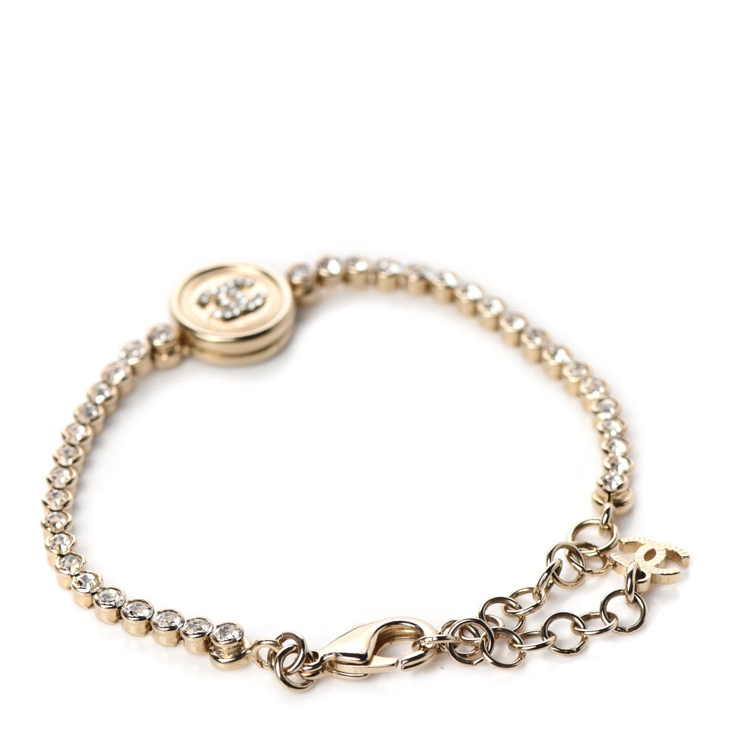 Chanel Crystal CC Chain Bracelet Gold 3 of 5