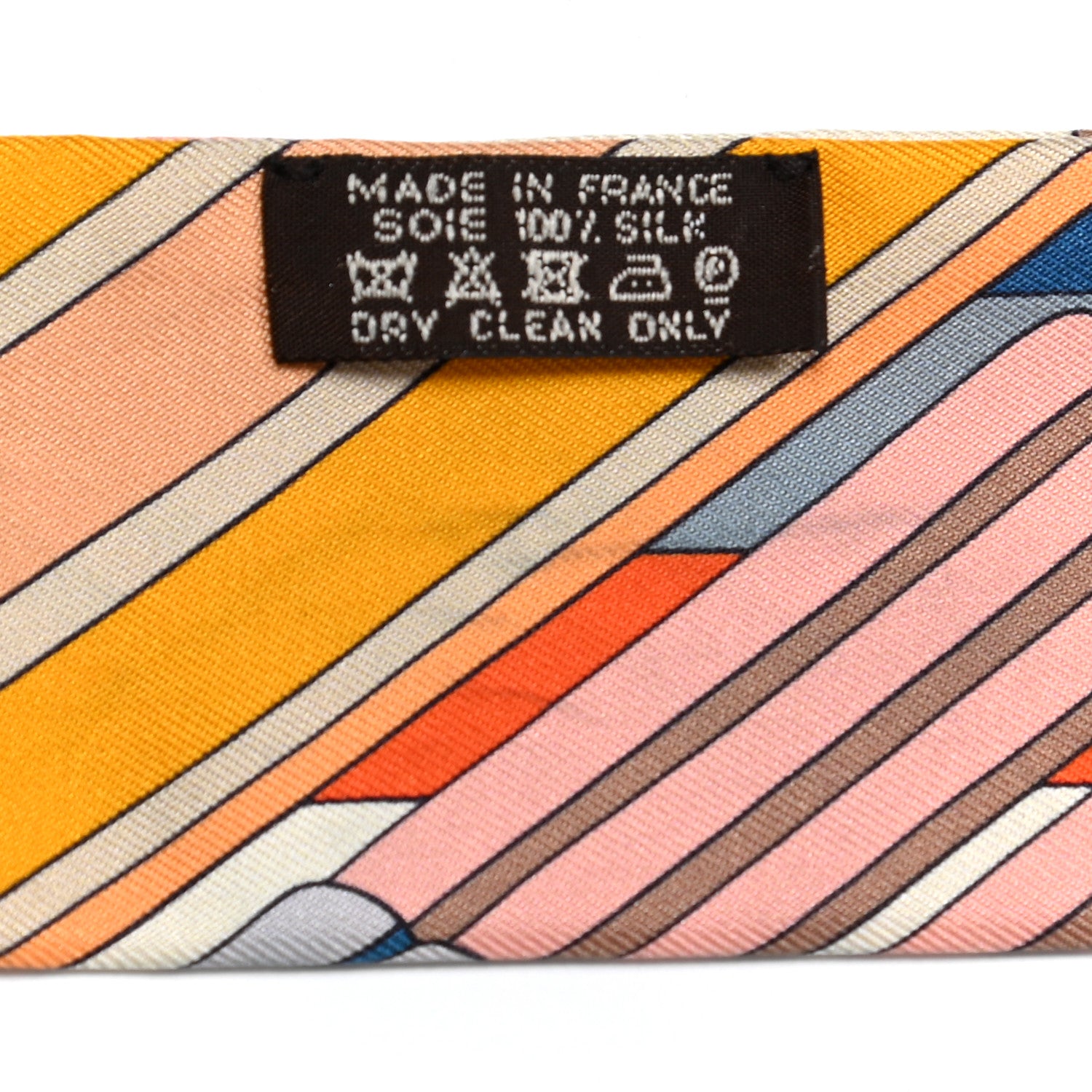 Hermes Silk Sangles En Zigzag Twilly Ivory Orange Bleu 4 of 5